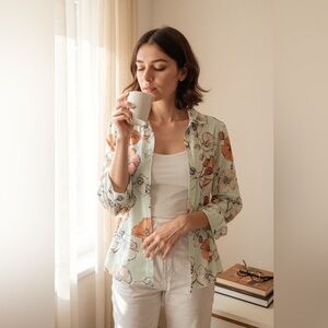 Van Heusen Floral Button-Down Shirt - Pastel Hues